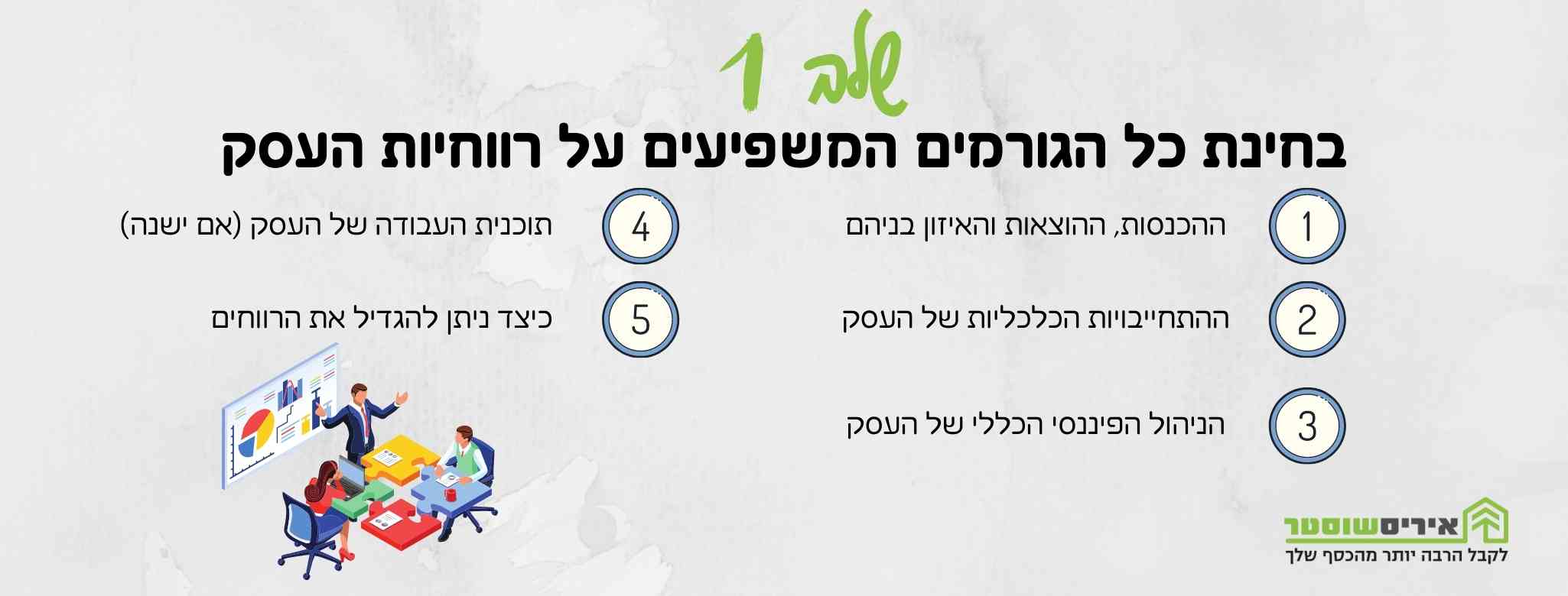 שלב ראשון – בחינת כל הגורמים המשפיעים על רווחיות העסק